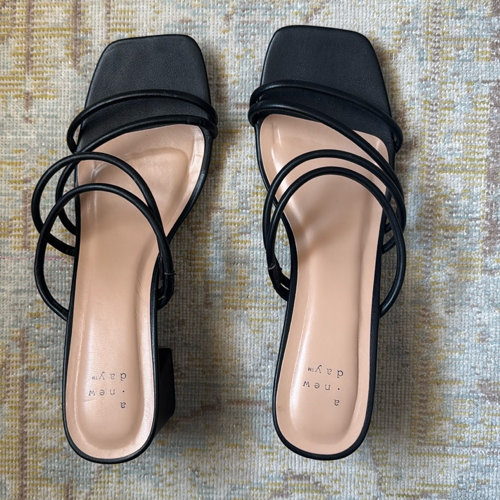 Black block heel sandals